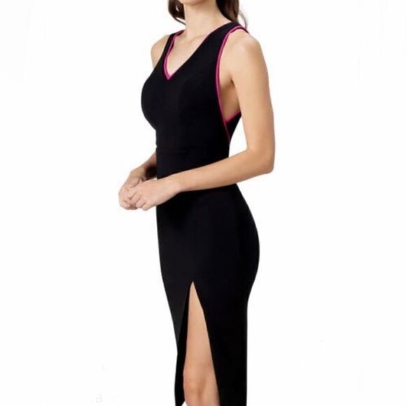 Dress the Population Gianna Black & Fuchsia Low Back Sheath Dress Women’s XXS - Picture 3 of 15